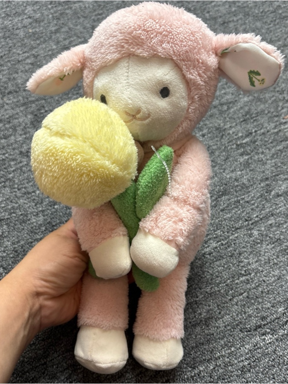 Cloud Island Lamb & Dandelion Plush Stuffed Toy Pink W Detachable Rattle